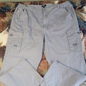 Men’s King-size brand Gray cargo pants Size 46 x 40 Stretch Waist VERY NICE!!!